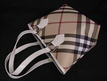 ■新品同様■ BURBERRY バーバリー PVC×レザー チェック柄 ハンドバッグ トートバッグ ショルダー レディース ベージュ系 FA3651_画像5