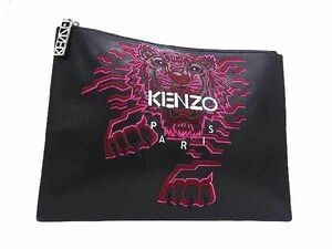 ■新品同様■ KENZO ケンゾー レザー クラッチバッグ セカンドバッグ メンズ ブラック系 FA7399