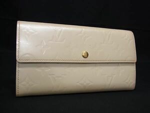 1円 LOUIS VUITTON ルイヴィトン M91382 モノグラムヴェルニ ポシェットポルトモネクレディ 二つ折り 長財布 アイボリー系 FC0905