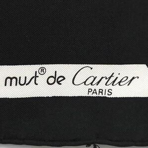1円 ■美品■ Cartier カルティエ マストライン 総柄 大判 スカーフ ストール ショール レディース ブラック系×マルチカラー FA1656の画像4