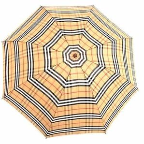 1円 ■美品■ Burberrys バーバリーズ ノバチェック 2段折り 折りたたみ傘 折り畳み傘 雨傘 高級傘 アンブレラ 雨具 ベージュ系 BH1973の画像2
