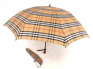 1 иен # прекрасный товар # Burberrys Burberry znoba проверка 2 уровень складывать складной зонт складной зонт зонт от дождя высококлассный зонт umbrella непромокаемая одежда оттенок бежевого BH1973