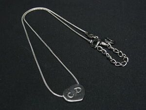 1円 ■美品■ ChristianDior クリスチャンディオール CDロゴ ハート ネックレス ペンダント アクセサリー レディース シルバー系 AX4533