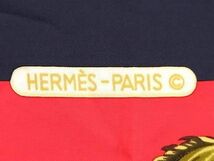 1円 ■美品■ HERMES エルメス PARC ROYAL カレ90 シルク100％ 大判 スカーフ ショール ストール レディース レッド系 FC1236_画像4