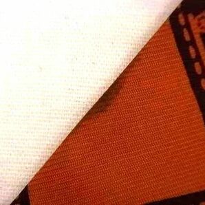 1円 HERMES エルメス ボルデュック ツイリー シルク100% リボンスカーフ レディース オレンジ系×ブラウン系 FA1692の画像5