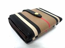 1円 ■美品■ BURBERRY バーバリー PVC×レザー 三つ折り 財布 ウォレット 札入れ 小銭入れ レディース メンズ ブラウン系 FB0321_画像2