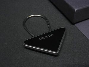 1円 ■極美品■ PRADA プラダ M713 バッグチャーム キーホルダー キーリング レディース メンズ ブラック系×シルバー系 FA5573