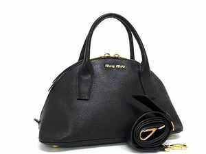 1 иен # прекрасный товар # miumiu MiuMiu кожа 2WAY Cross корпус плечо большая сумка ручная сумочка женский оттенок черного AY1964