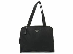 1円 PRADA プラダ テスートナイロン カデナ ハンドバッグ トートバッグ ショルダー 肩掛け レディース メンズ ブラック系 FD0025