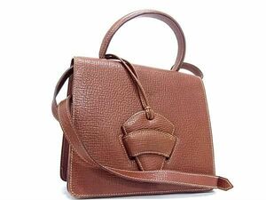 1円 LOEWE ロエベ バルセロナ レザー 2WAY クロスボディ ショルダーバッグ ハンドバッグ レディース ブラウン系 AY1709