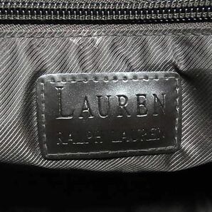 1円 ■美品■ LAUREN RALPH LAUREN ローレンラルフローレン キャンバス×レザー チェック柄 トートバッグ ショルダー ブラウン系 FD0071の画像6