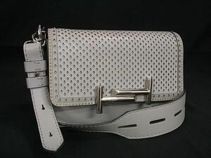 1 jpy TODS Tod's double T leather Cross body one shoulder bag diagonal .. bag lady's gray series FA3785