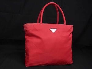 1円 PRADA プラダ テスートナイロン ハンドバッグ トート レディース レッド系 BL0067