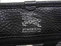 1円 ■美品■ BURBERRY バーバリー キャンバス×レザー チェック柄 ハンドバッグ ショルダー トート ブラック系×ホワイト系 BL0072_画像6