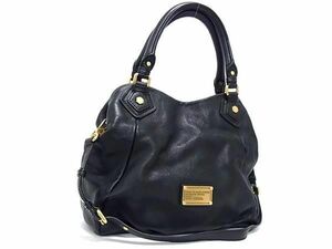 1円 ■美品■ MARC BY MARC JACOBS マークバイマークジェイコブス レザー 2WAY ショルダー ハンドバッグ 肩掛けかばん ブラック系 BG8211