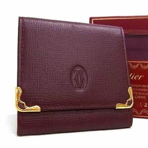 1円 ■極美品■ Cartier カルティエ マストライン レザー コインケース 小銭入れ ウォレット レディース ボルドー系 BL0477の画像1