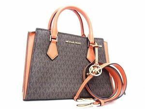 1円 ■美品■ MICHAEL KORS マイケルコース 35T0GWXM8B MK柄 PVC 2WAY ハンドバッグ ショルダーバッグ レディース ブラウン系 FA6358