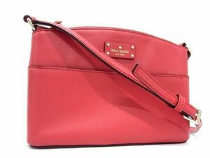 1円 ■美品■ kate spade ケイトスペード WKRU4194 レザー ショルダーバッグ クロスボディ 斜め掛け レディース レッド系 FA6376