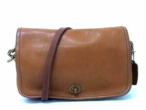 1 jpy COACH Coach Old Coach USA made leather shoulder bag Cross body diagonal .. lady's brown group BK1010