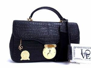 1 jpy # finest quality # genuine article # ultimate beautiful goods # ADMJe-ti- M J crocodile 2WAY handbag shoulder bag lady's black group EA2265