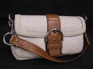 1 jpy # beautiful goods # COACH Coach 1466 Mini signature canvas × leather Cross body one shoulder bag ivory series BK1149