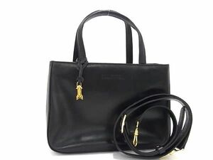 1 jpy # beautiful goods # GOLD PFEIL Gold-Pfeil leather 2WAY Cross body handbag tote bag shoulder bag black group BK1108