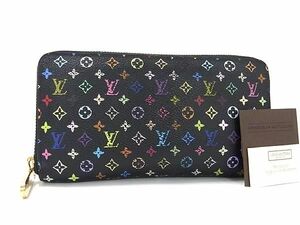 1円 ■美品■ LOUIS VUITTON ヴィトン M60243 モノグラムマルチカラー ジッピーウォレット ラウンドファスナー 長財布 ブラック系 AX6414