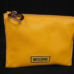 ■美品■ MOSCHINO モスキーノ PVC 化粧ポーチ メイクポーチ 小物入れ マルチケース レディース イエロー系 DD3153の画像1