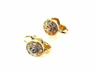 # beautiful goods # NINA RICCI Nina Ricci rhinestone clip type earrings accessory lady's gold group × silver group DD1374