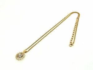 ■美品■ NINA RICCI ニナリッチ ラインストーン ネックレス ペンダント アクセサリー レディース ゴールド系 DD5551