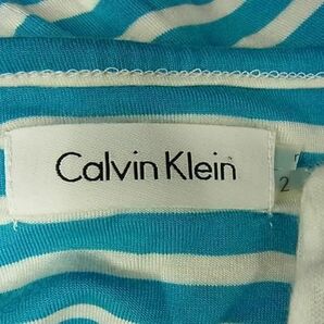 ■美品■ Calvin Klein カルバンクライン レーヨン ボーダー キャミソール ワンピース サイズ2 洋服 レディース ブルー系 DD5720の画像3