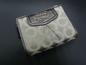 ■美品■ COACH コーチ オプアート キャンバス×レザー 二つ折り 財布 ウォレット レディース ブラウン系 DD8872