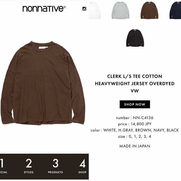 カットソー nonnative ノンネイティブ ロンT シャツ 長袖シャツ BROWN ブラウン