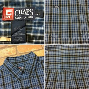 SD7-176◆USA買付品◆状態良好【CHAPS RALPH LAUREN ラルフローレン】チェック 長袖 ボタンダウンシャツ【メンズ L】青 古着 ポケットの画像4