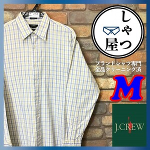 ME9-257◆USA買付品◆状態良好◆【J.CREW ジェイクルー】チェック 長袖 コットンシャツ【メンズ M】黄 青 薄手 ポケット ドレス 古着