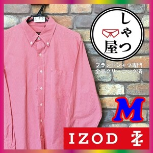 ME6-415◆訳アリ・格安!!◆アメリカ買付【IZOD アイゾッド】長袖 ミニチェックシャツ【メンズ M】赤×白 長袖シャツ ゴルフ BDシャツ