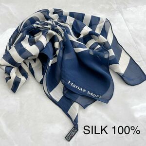 HANAE MORI ハナエモリ　シルクスカーフ 総柄　絹　スカーフ