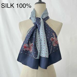 シルクスカーフ ストール SILKロングスカーフ　総柄　絹100%