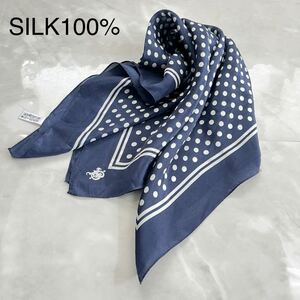 日本製　シルクスカーフ シルク スカーフ 総柄 ドット　水玉スカーフ　絹 