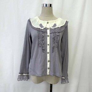 axes femme エリ付きレース使いブラウス　size M アクシーズファム　フリルトップス　カーディガン