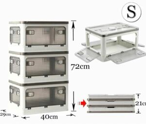 収納ボックス 3個セット 折り畳み 蓋付き S ホワイト　キャスター付き