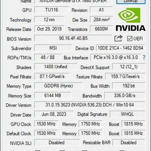 MSI GTX1660 Super 6GB AERO ITX OC グラフィックボード 動作確認済 9の画像9