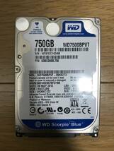 Western Digital WD7500BPVT 750GB HDD 動作確認済 正常判定 使用時間9919時間_画像1