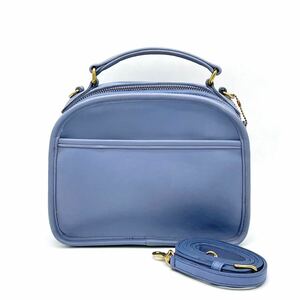 1円 希少カラー 美品 COACH オールドコーチ カーフレザー 2way ショルダーバッグ バニティ ハンドバッグ ライトブルー