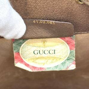 1円 外観極美品 GUCCI オールドグッチ シェリーライン GG柄 巾着ショルダー ショルダーバッグ ブラウン インターロッキングG ゴールド金具の画像9