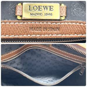 1円 良品 LOEWE ロエベ アナグラム シュリンクレザー ラウンド 丸型 ショルダーバッグ バイカラー ブラウン カーキ の画像10