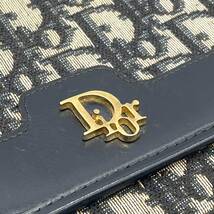 1円 美品 Christian Dior クリスチャンディオール トロッター ネイビー チェーンショルダーバッグ Diorロゴ ゴールド金具_画像6