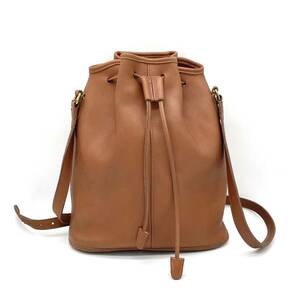 1 jpy beautiful goods COACH Old Coach car f leather Brown pouch shoulder shoulder bag Gold metal fittings 