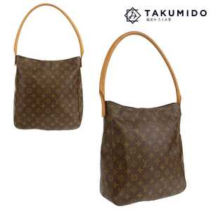 ルイヴィトン LOUIS VUITTON ワンショルダーバッグ ルーピング GM M51145 モノグラムライン ブラウン レザー 中古AB 274970