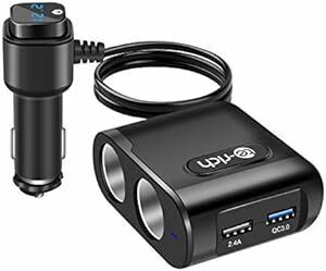 Te-Rich シガーソケット 2連 usb 車載充電器 分配器 QC3.0急速充電 カーチャージャー 2USBポート 最大80W